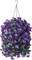 Artificial Flowers with Hanging Basket, Outdoor Faux Plants Silk Morning Glory Vines, Fake Green Arrangement for Garden Patio Spring Summer Decor(4 pcs,Purple)
